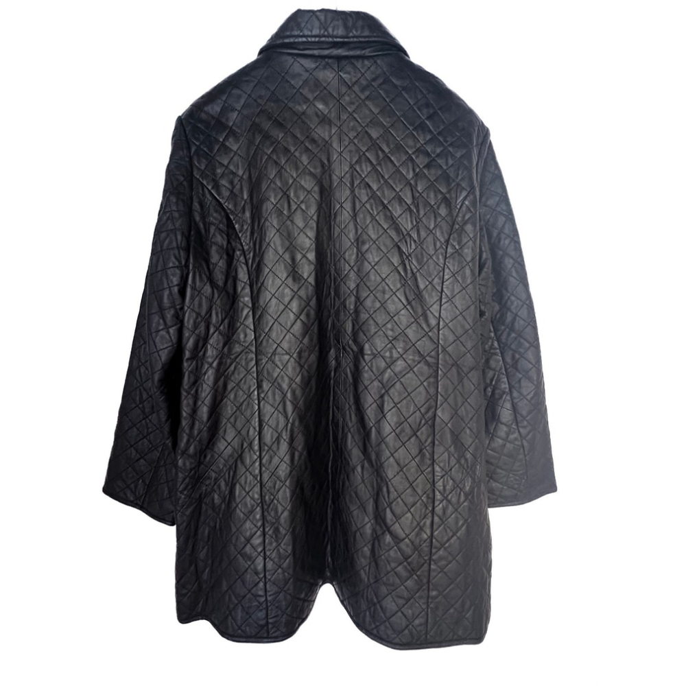 Neiman Marcus Exclusive Quilted Lamb Leather Jacket Women’s 2X Black Quiet Lux - Picture 3 of 14